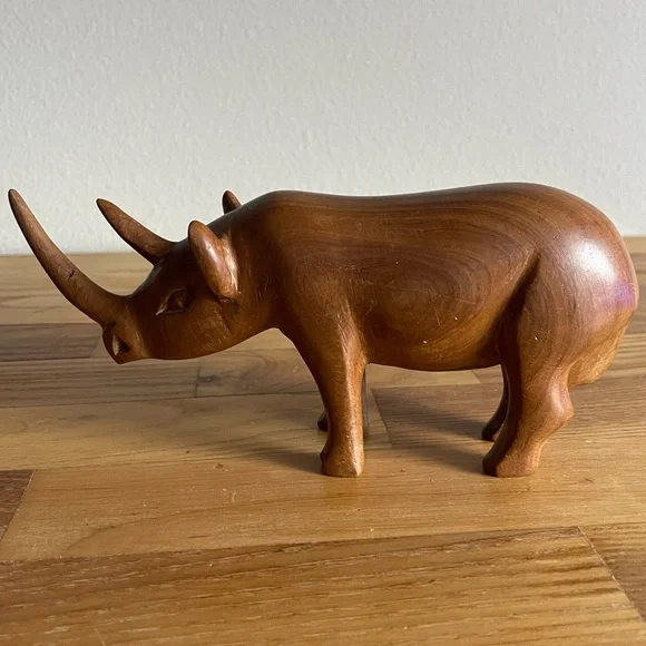 Vintage Hand Carved Wooden Rhino - Picture 1 of 6